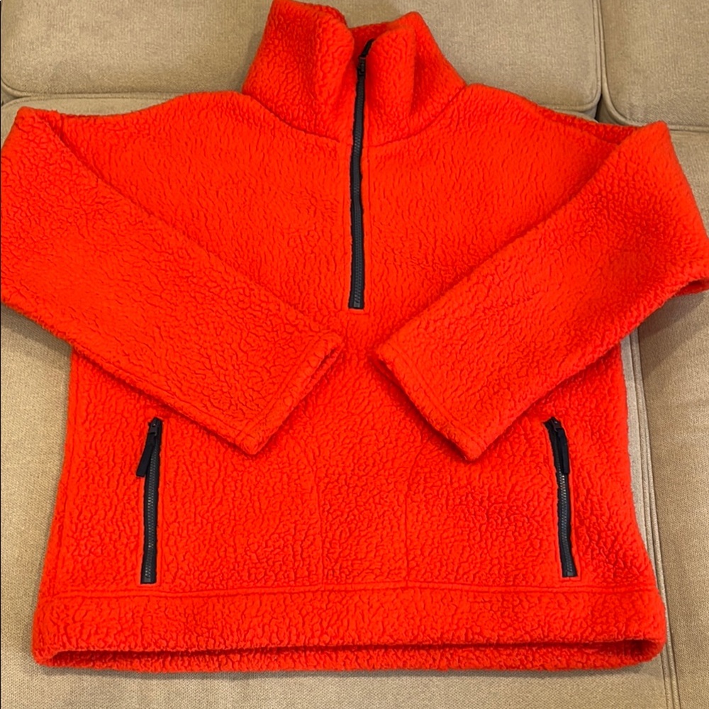 J.Crew Vibrant Orange Fleece Quarter-Zip Jacket with High Collar Sz M
New no tag